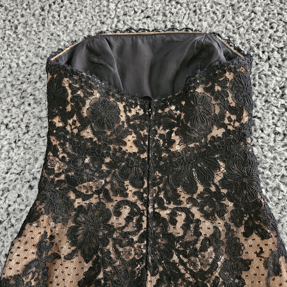 Nina Raynor Black Lace Maxi Dress XS Strapless Formal Evening Gown Goth Glam - Picture 3 of 16